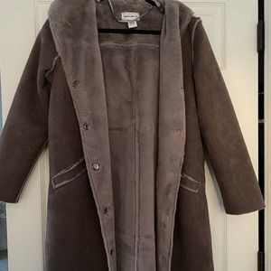 For the republic purple fur lined long jacket